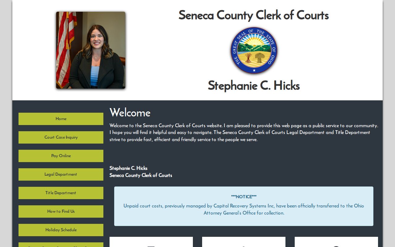 Seneca County court docket Clerk of Courts access source