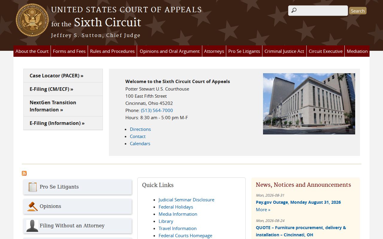 Seneca County case search image sourced from the Sixth Circuit Court of Appeals