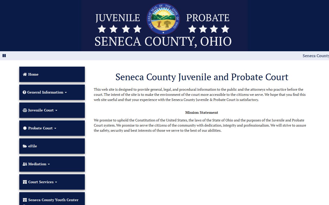 Seneca County case search Juvenile and Probate Court access information