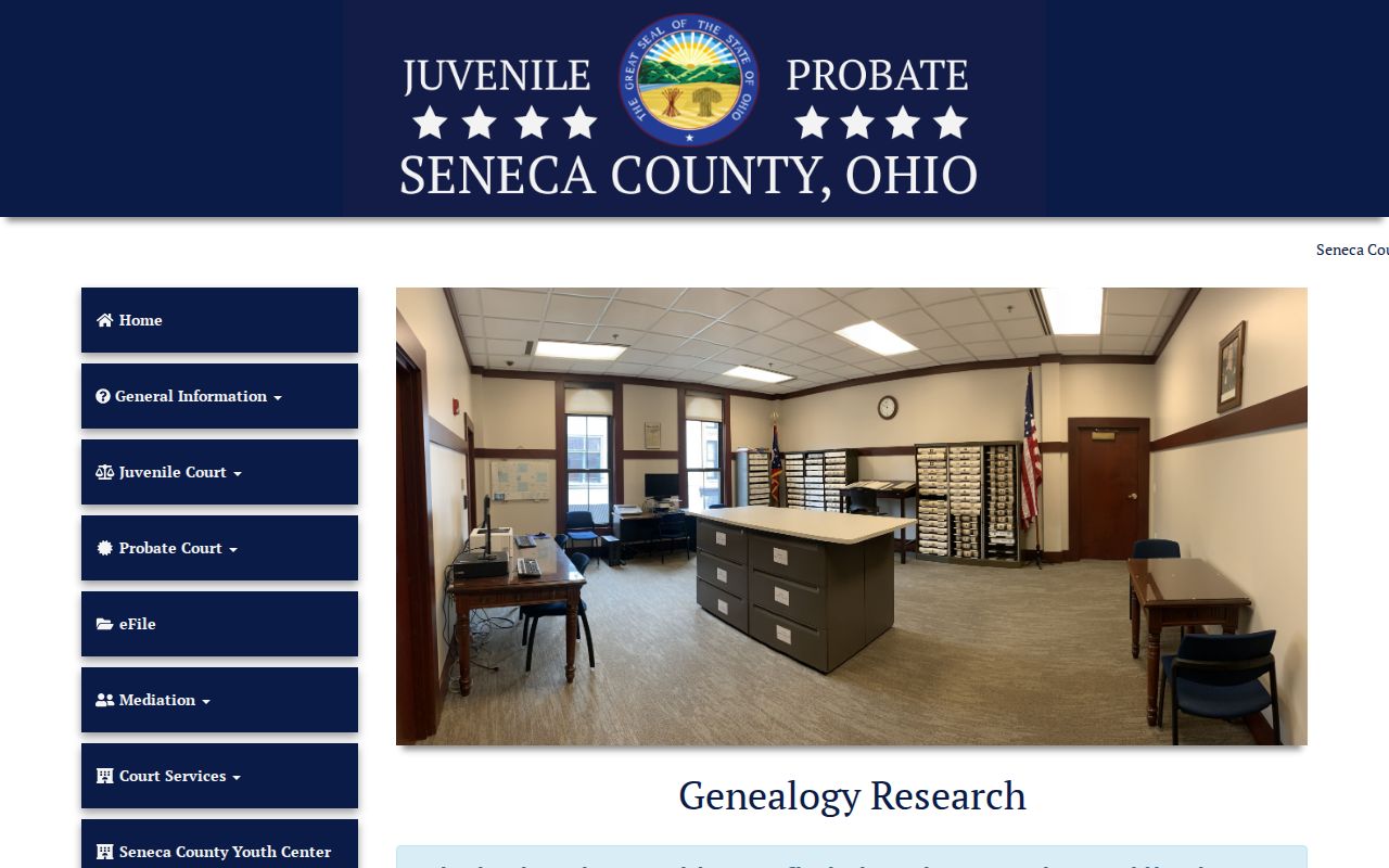 Seneca County Probate Court historical record request information