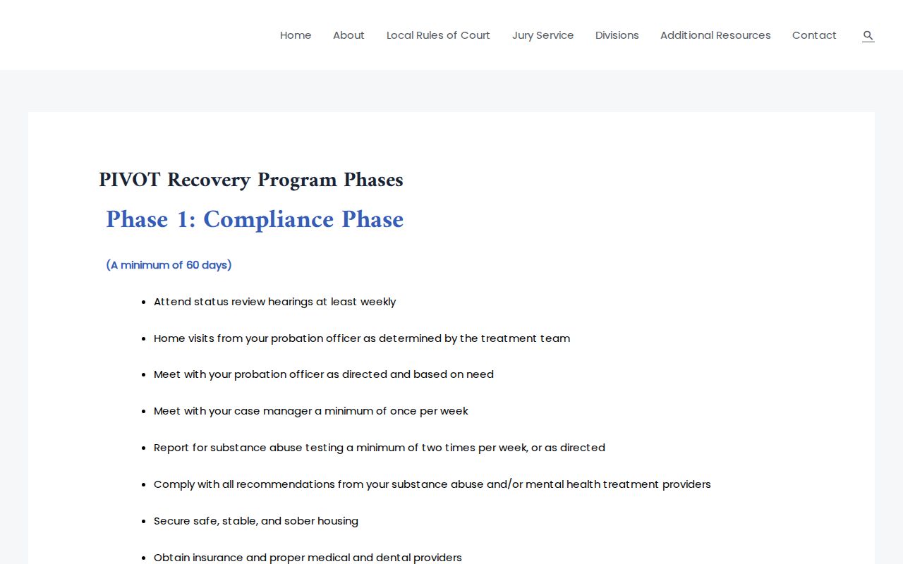 Seneca County criminal docket PIVOT recovery program status-review phases