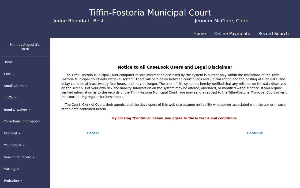 Fostoria court docket shared Municipal Calendar Search