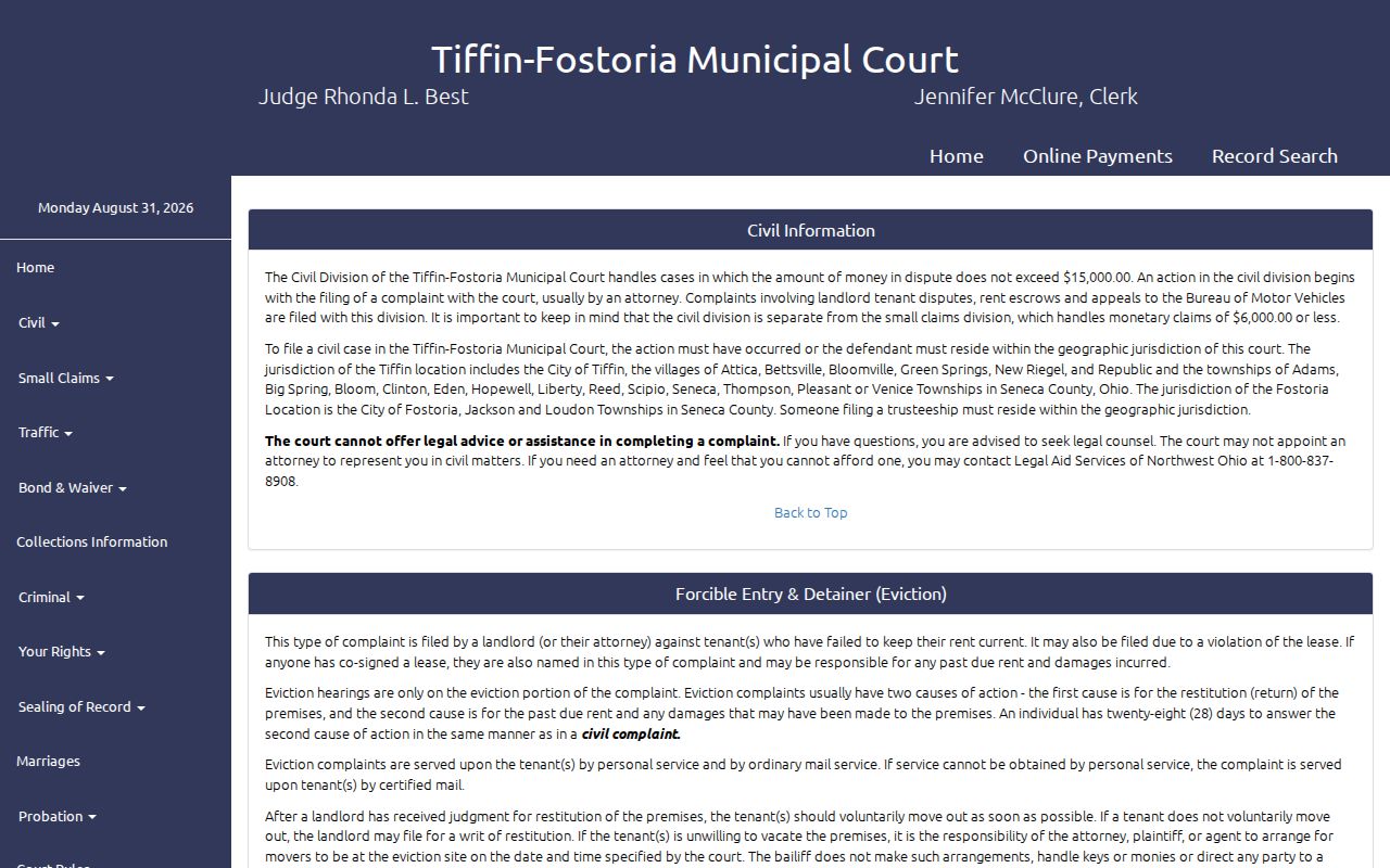 Fostoria court docket municipal civil fees source